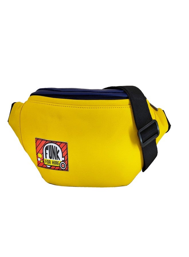 Funk For Hire Vegan Leather Chest Bag, Waist Bag, Fanny Pack, Utilitity Waist Bag, Crossbody Sling Bag - Yellow and Navy Blue - Image 1